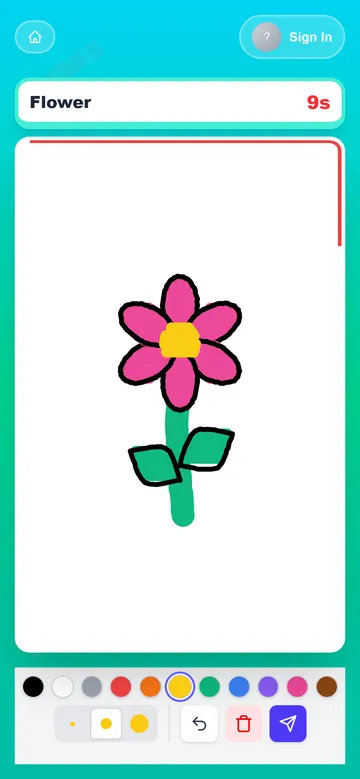 Drawing with touch on a phone as the timer turns red.