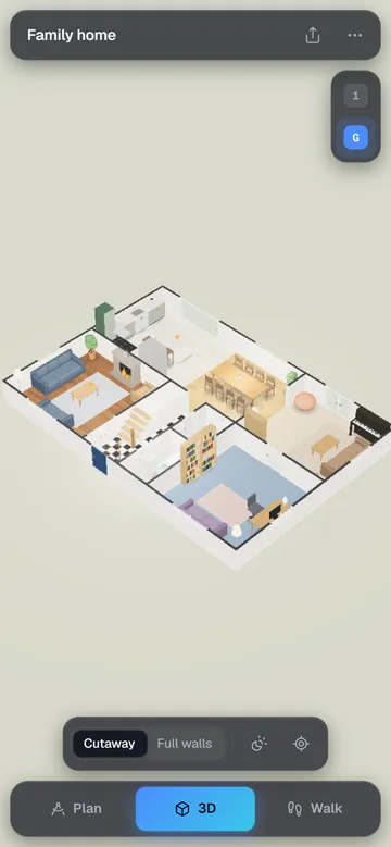 The Family home in 3D on a phone.