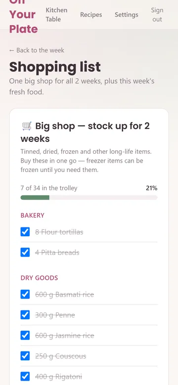 Shopping in the aisle: tap to tick items off.