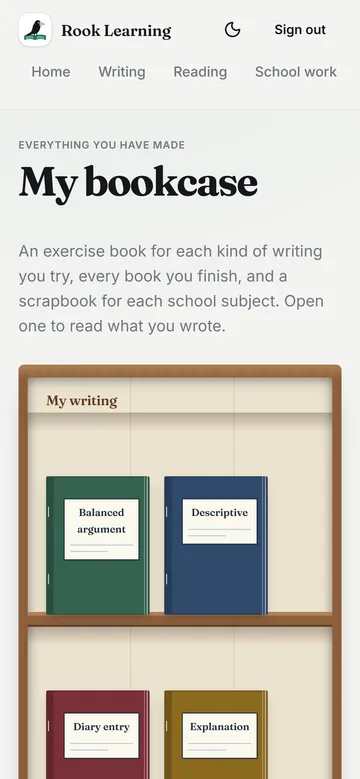 The bookcase works on a phone too.